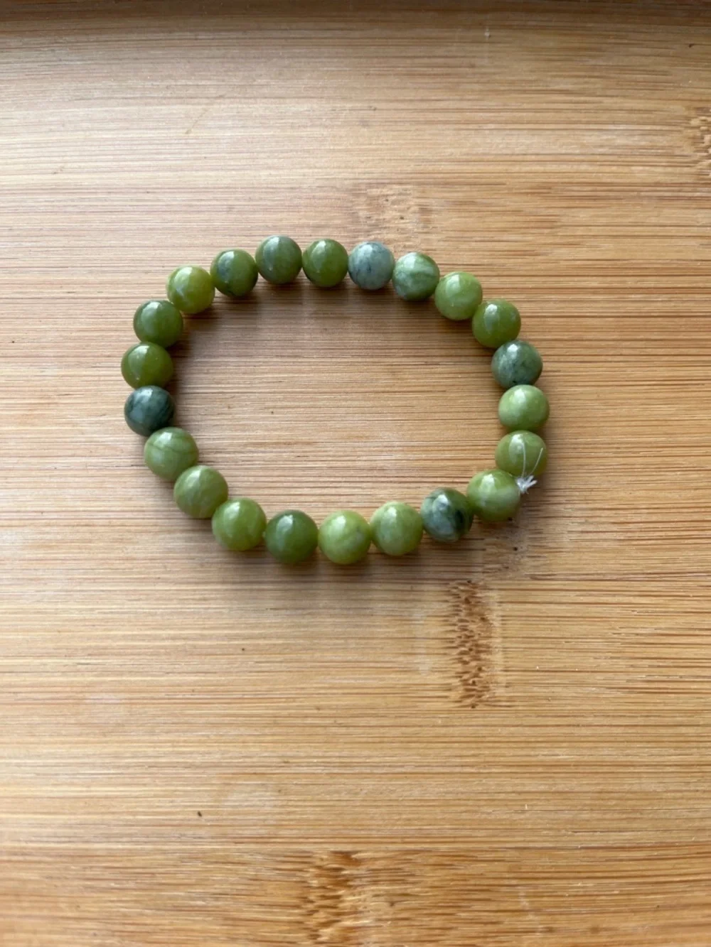 Green Beaded Stretch Bracelet - Natural Stone 6.5 inches handmade by Jayglam7 - Picture 10 of 10